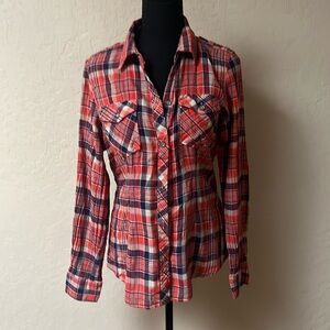 Natural‎ Reflections Red and Blue Plaid Button Down Shirt